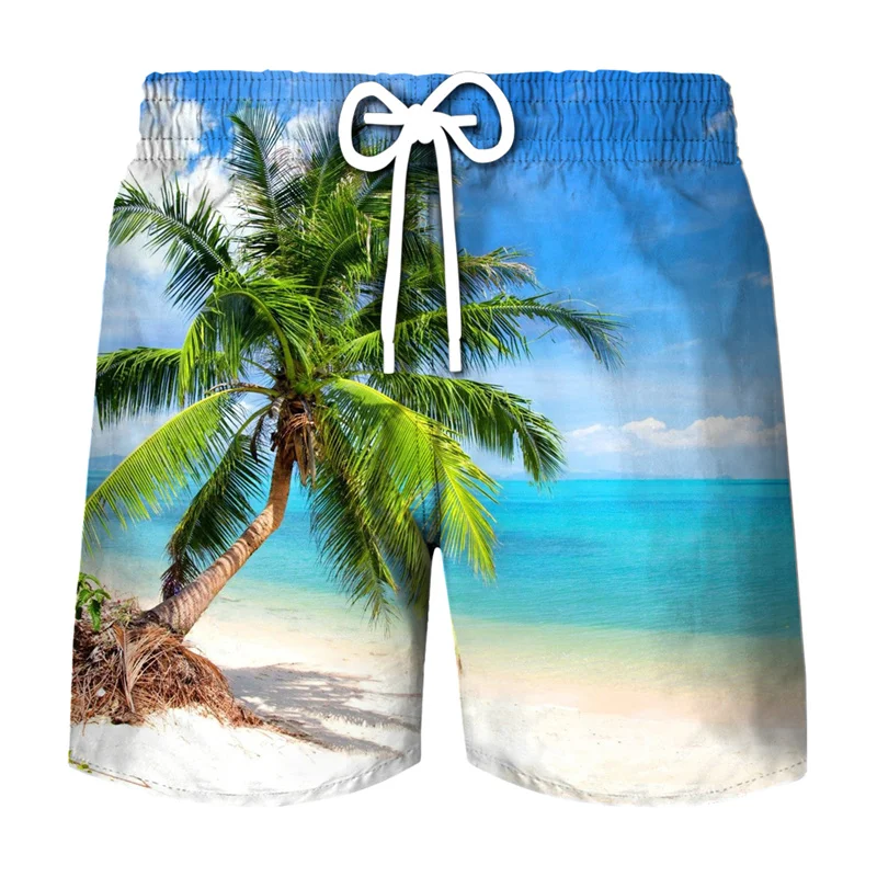 

Coconut Tree Pattern Surfing Board Shorts Pants Men Sport 3D Print Tropics Sea Island Beach Shorts Hawaii Swimsuit Ice Shorts