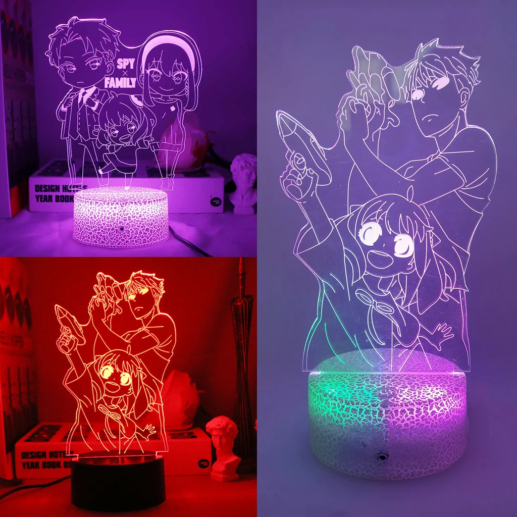 

SPY X FAMILY Anya Forger 3D Led Anime Night Light For Kid Manga Two Tone Lamp For Child Room Decor Illusion Gift Twilight Yor