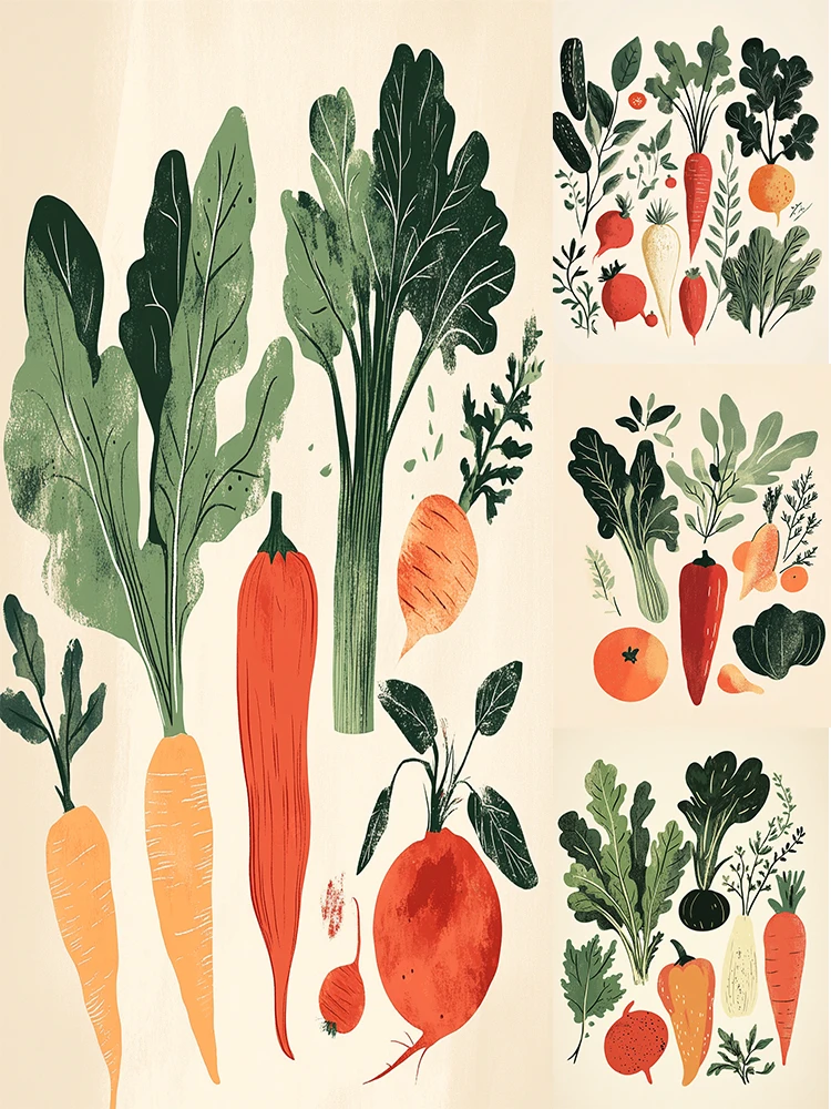 Печать на холсте &quotОвощная иллюстрация&quot DEWPRINT
