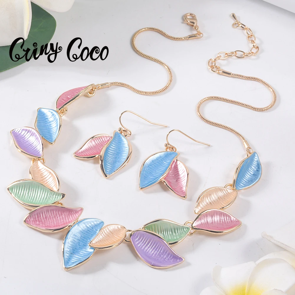 

Cring Coco Jewelry on the Neck Choker Woman Leaf Necklaces Fashion Enamel Chains Necklace Accessories for Women Mother's Day