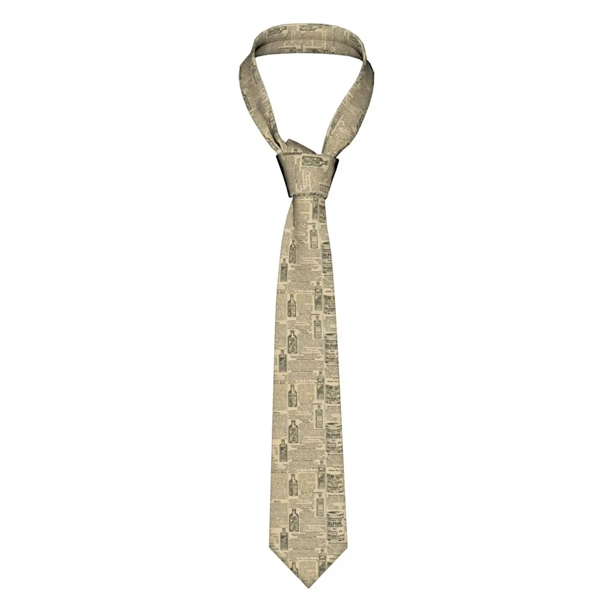 

Old Newspaper Neckties Unisex Slim Polyester 8 cm Wide Mid Century Aged Paper Neck Tie for Men Shirt Accessories Cravat Wedding