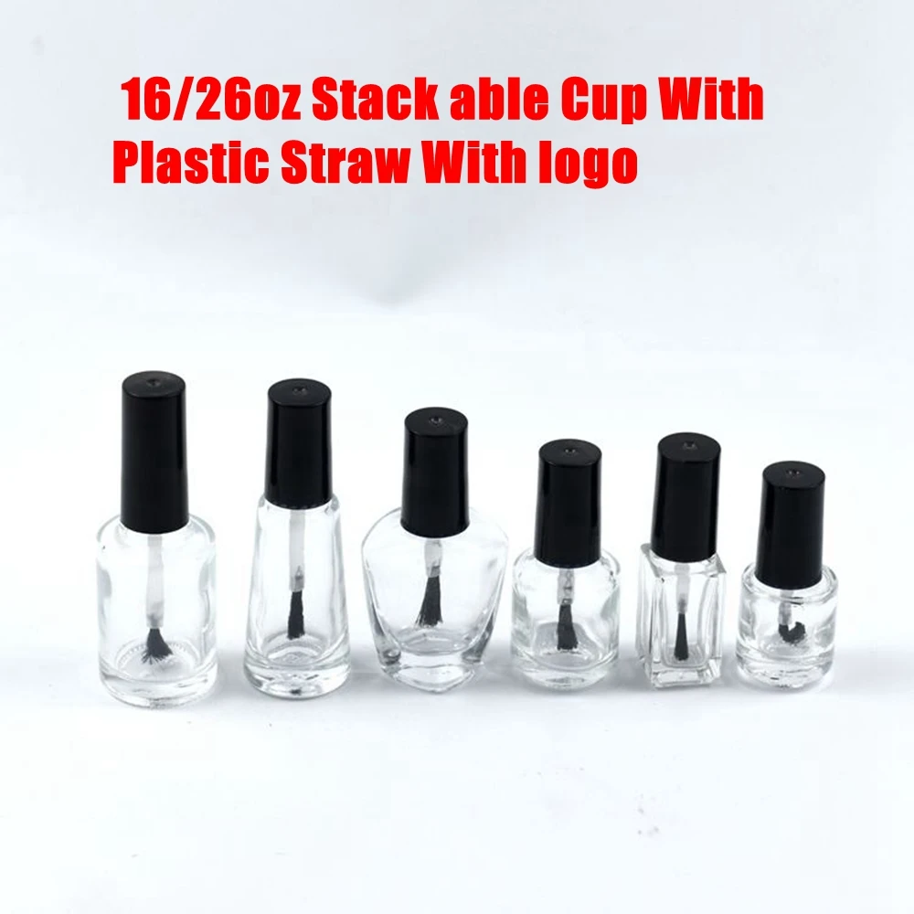 

Прозрачная стеклянная крышка, бутылки для лака для ногтей, круглые бутылки, стеклянный контейнер, стакан объемом 16/26 унций с пластиковой соломинкой с логотипом