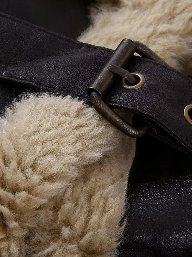 2022 Women's Pu Coat Winter Thick Warm Coat Faux Leather Vintage Jacket Cropper Ladies Streetwear Outwear Pockets Outwear Tops