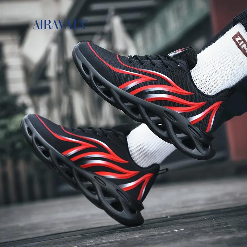 Sneakers Men Flame Printed Sneaker Flying Weave Sports Shoes Comfortable Running Shoes Outdoor Man Athletic Shoe Zapatillas