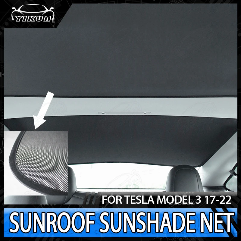 

Car Sun Visor Glass Roof Sunshade Anti-UV Insulation Mesh Sunshield Curtains Sunroof Shading Net Accessories For Tesla Model 3