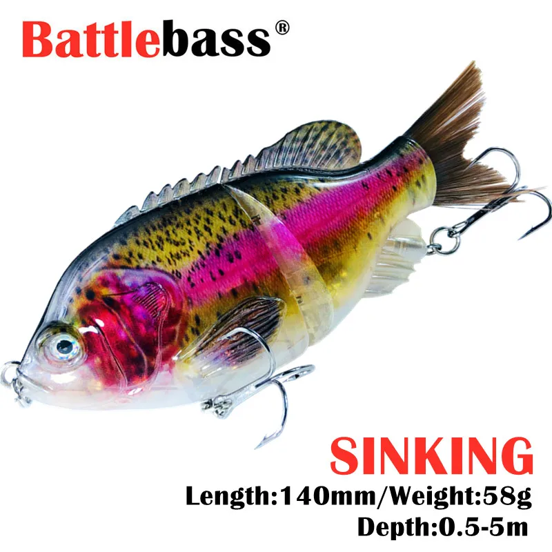 

NEW 1PC 14cm 58g Fishing Lure Jointed Lures Hard Bait Sinking Lure Swimbait brush Tail bass lure bluegill bait floating swimbait