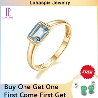 natural aquamarine 9k yellow gold rings 1 carat genuine gemstone women wedding engagement classic top quality ring fine jewelry