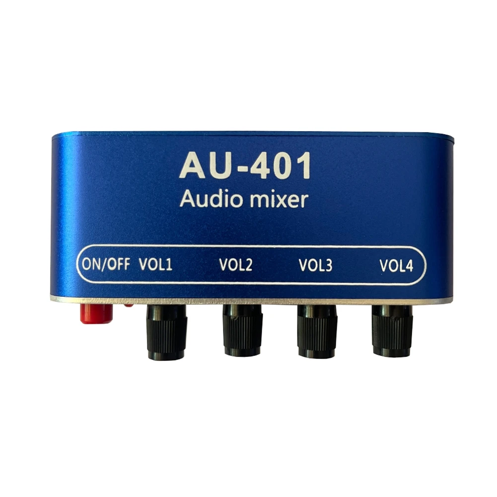 

AU-401 DC5V-12V Stereo Audio Mixer 4 Input to 1 Output Individually Controls Board Sound Mixing DIY Headphones Amplifier