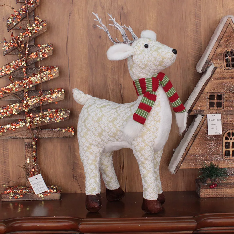 

Christmas Decorations for Home Fabric Four-legged Elk Alpaca Doll Shop Window Christmas Tree Ornament 2023 New Year Gift Navidad