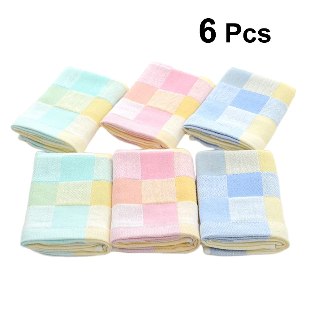 

6pcs Kid Small Towel Purified Cotton Towel Child Washing Towel Gauze Kid Towel