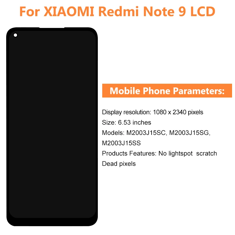 Lyncense 6 53-дюймовый дисплей для Xiaomi Redmi Note 9 M2003J15SC емкостный сенсорный экран