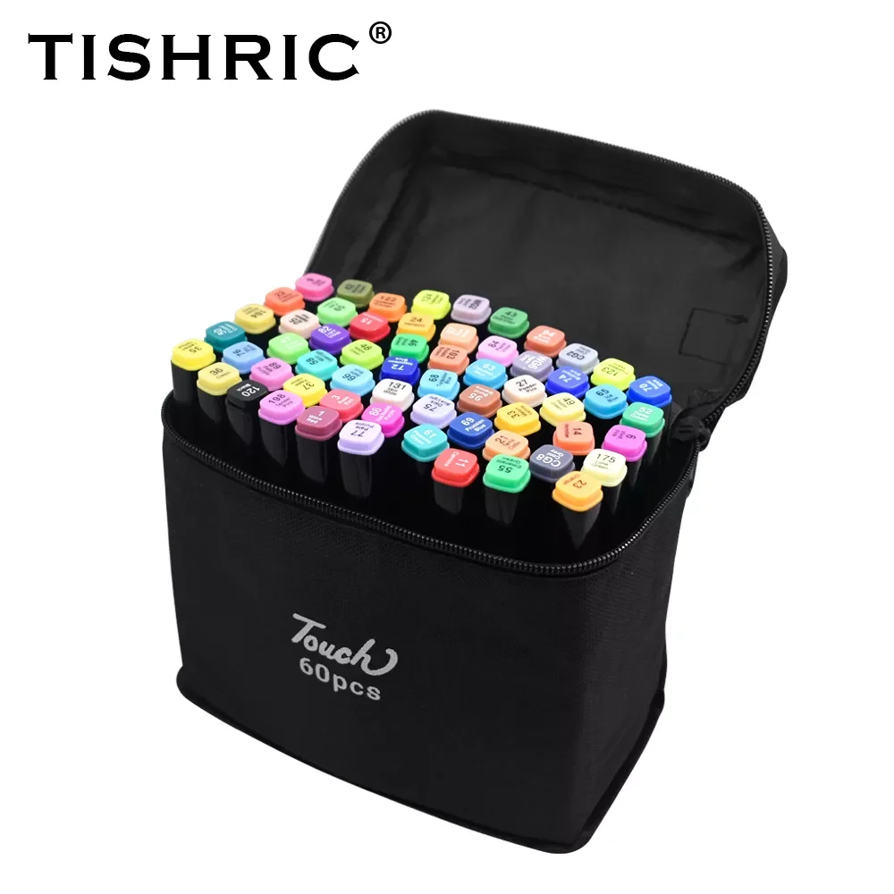 

TISHRIC Markers For Drawing Set For Sketching 24/30/36/40/48/60/80 Colors Professional Oily Marker Double Head Design