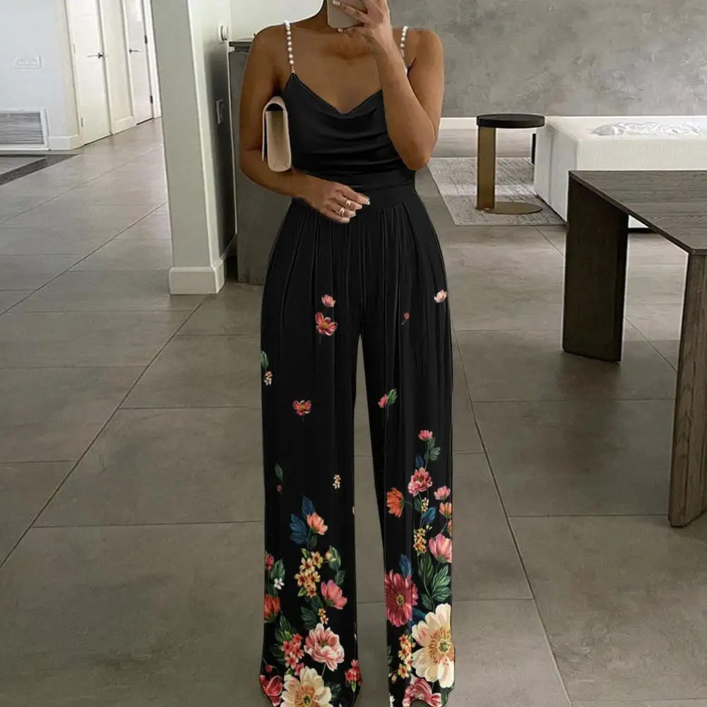 

Women Jumpsuit Sleeveless Straight Loose Sexy Leopard Printing Party Jumpsuit Beach Jumpsuit for Holiday