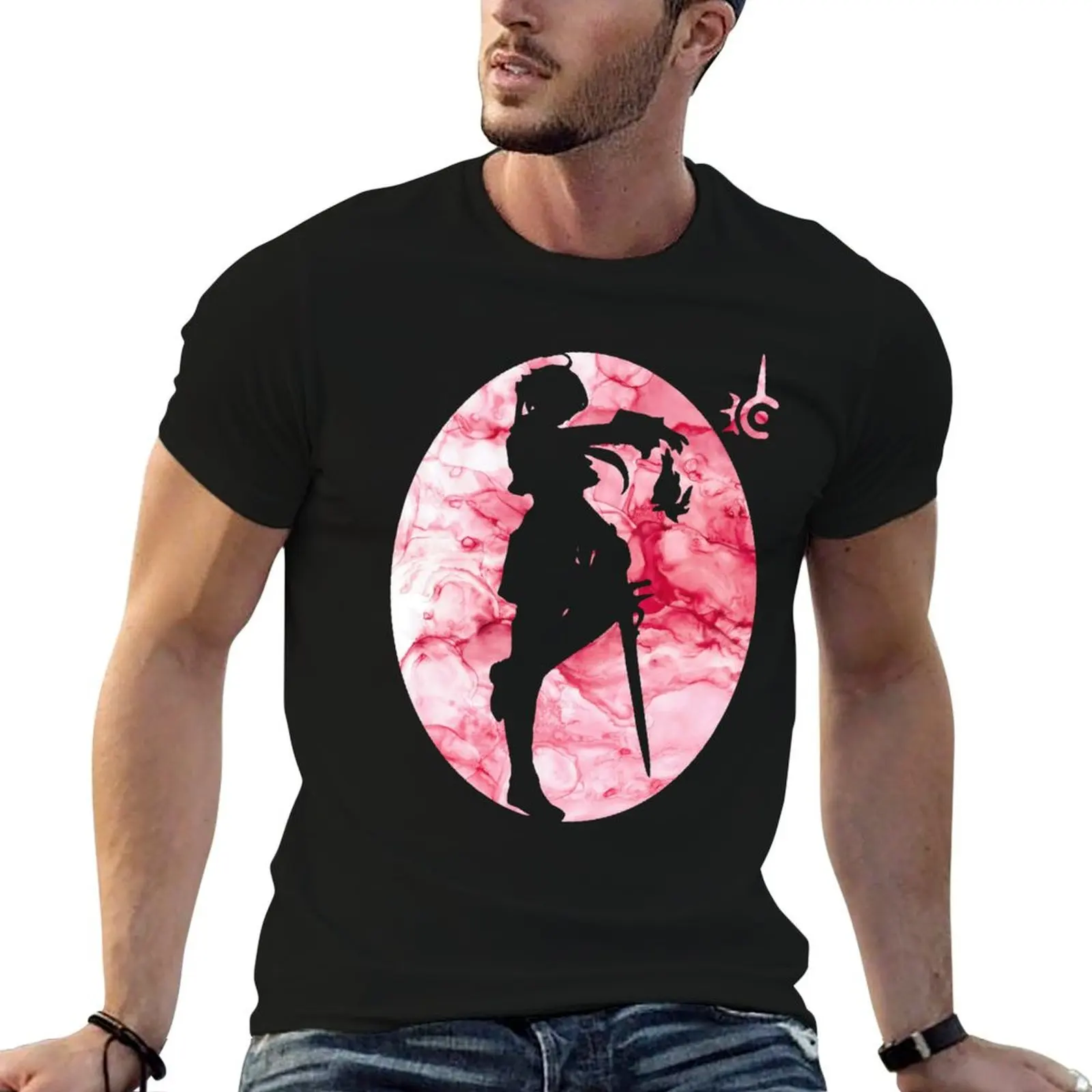 Фото Футболка FFXIV Alisae Red Mage Shadowbringers Silhouette, мужская футболка из 100% хлопка, роскошная брендовая футболка, мужская однотонная футболка №1