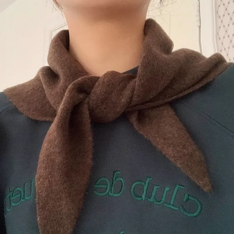 Шерстяной кашемировый шарф для защиты шеи вязаный треугольный женский платок