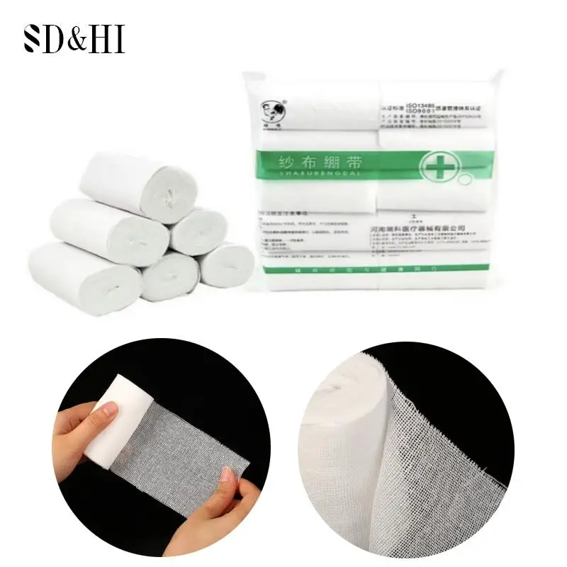 

1Roll Emergency First Aid PBT Elastic Bandages Breathable Cotton Wound Care Dressing Gauze Medical Nursing Survival Kits