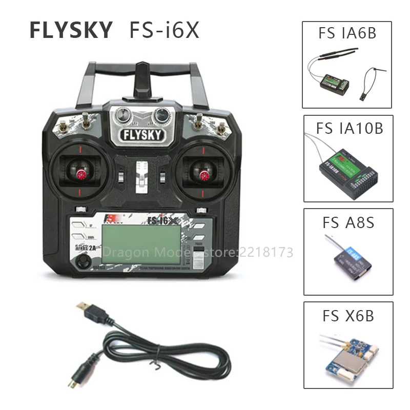 

FLYSKY FS-i6X I6X 2.4G 10CH AFHDS 2A Radio Transmitter with X6B IA6B A8S IA10B IA6 Receiver for RC Airplane Helicopter FPV Drone