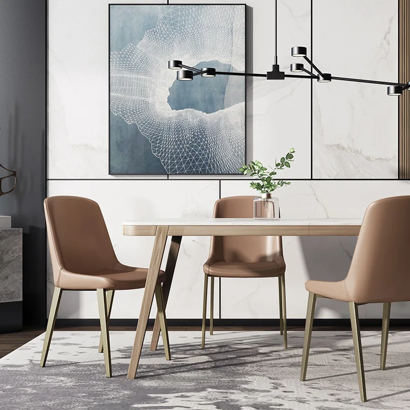 

Dining chair modern simple European Restaurant Hotel light luxury designer leather Nordic leather chair stool