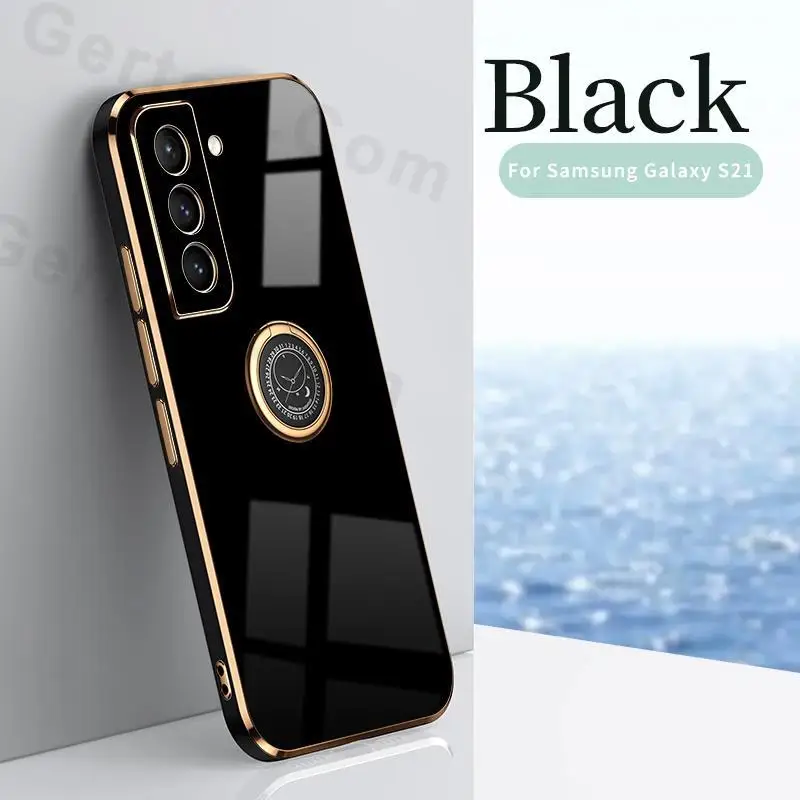 

Plating Square Case For Samsung Galaxy S21 Ultra Plus S21 S20 Ultra S20 FE Cover Ring Holder Coque For Samsung S21 Ultra 5G S21+