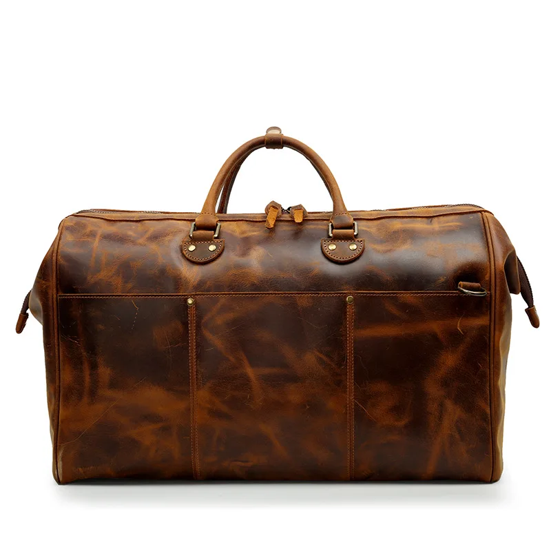 Men's Retro Leather Travel Bag First Layer Cowhide Large-capacity Travel Bag Business Trip Handbag Shoulder Messenger Bagpopular