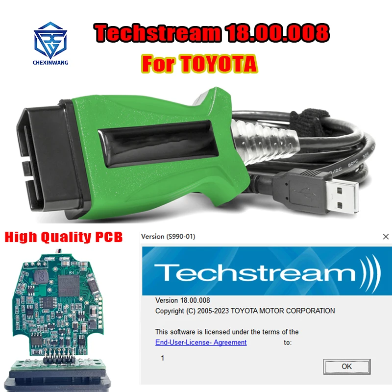 Автомобильный диагностический кабель Techstream 2023. 008 TIS J2534 для TOYOTA 2 TOYOTA2 DLC3 OBD2 OBDII