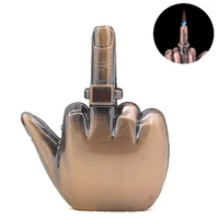 new unusual middle finger lighter idea refillable gas red flame jet lighter butane compact lighter with sound gift for men