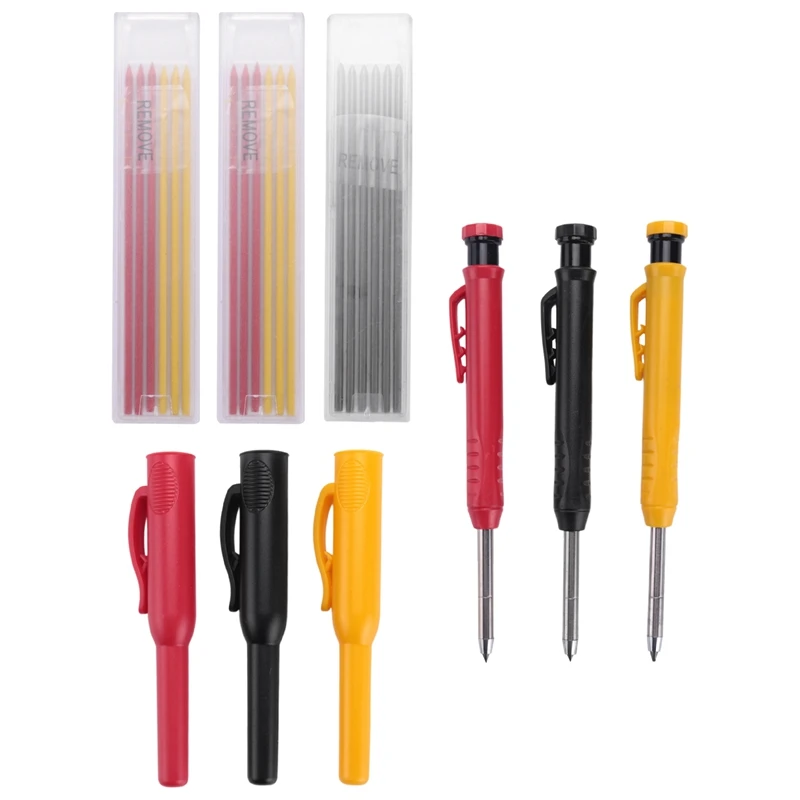

3 Pack Mechanical Carpenter's Pencil Deep Hole Mechanical Pencil Marker With Built In Sharpener
