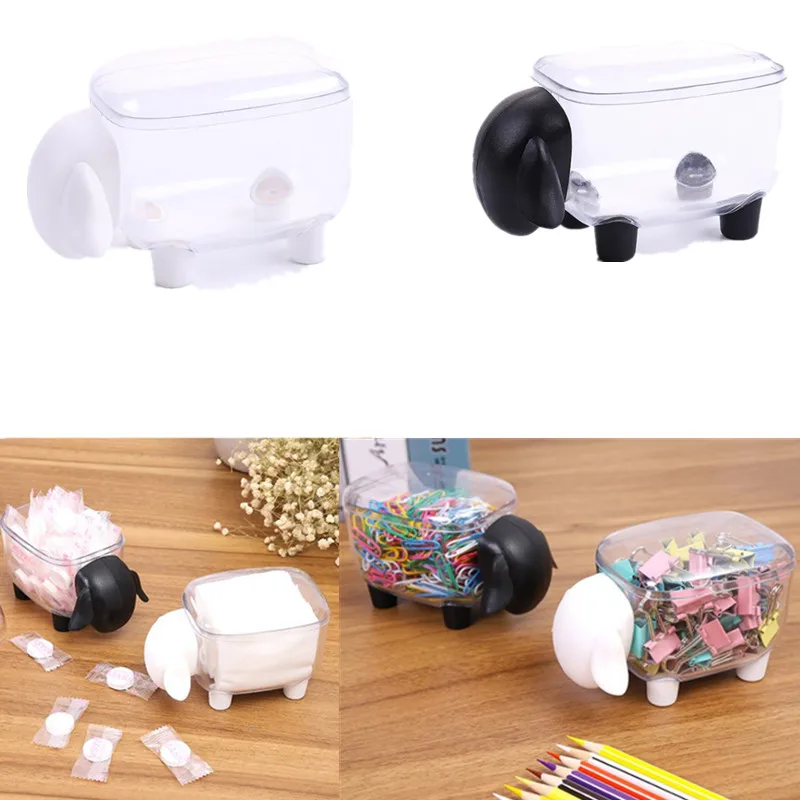 

Transparent Little Sheep Acrylic Makeup Organizer Cotton Swabs Qtip Container Cosmetic Makeup Pad Storage Box Empty Box