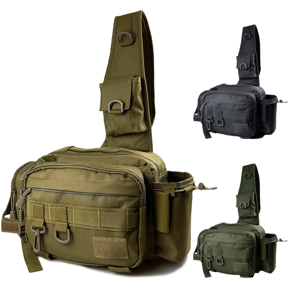 

Multifunctional Fishing Tackle Bags Camping Hunting Fanny Pack Shoulder Crossbody Bags with Adjustable Belt Fishing Storage Bags
