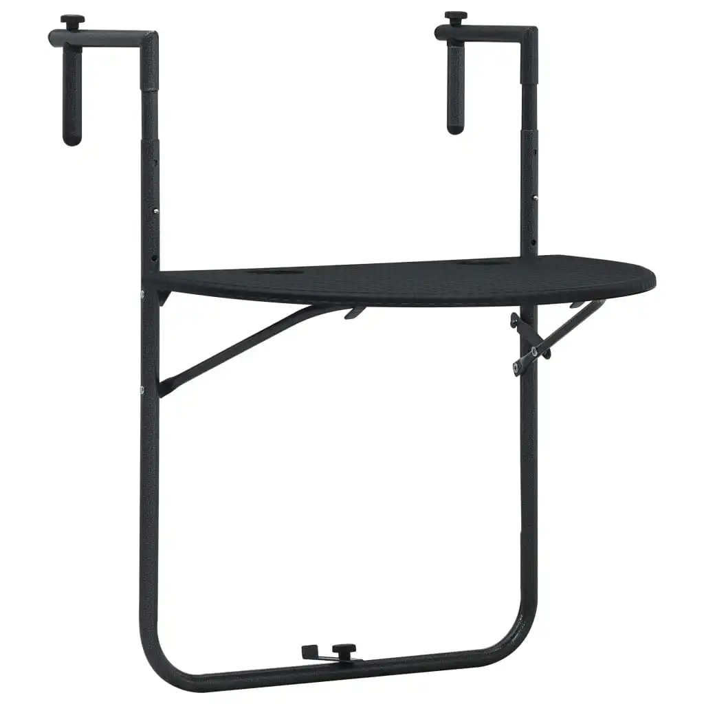 

Outdoor Patio Hanging Table Porch Garden Deck Outside Furniture Set Balcon Decor Black Plastic Rattan Look