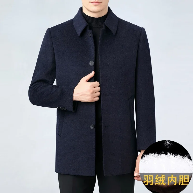 Двусторонняя кашемировая куртка мужские зимние пальто плотное шерстяное