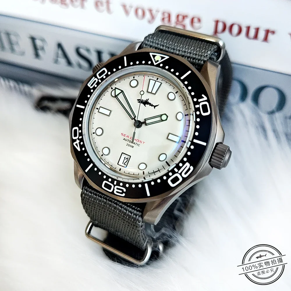 Часы Heimdallr Titanium Sea Ghost NTTD NH35 Автоматические механические часы C3 Светящаяся сталь