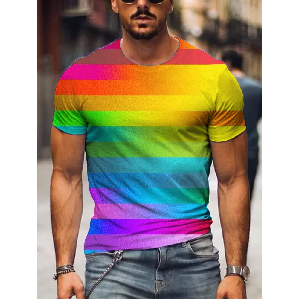 

Мужская Радужная Повседневная футболка Badassdude с принтом