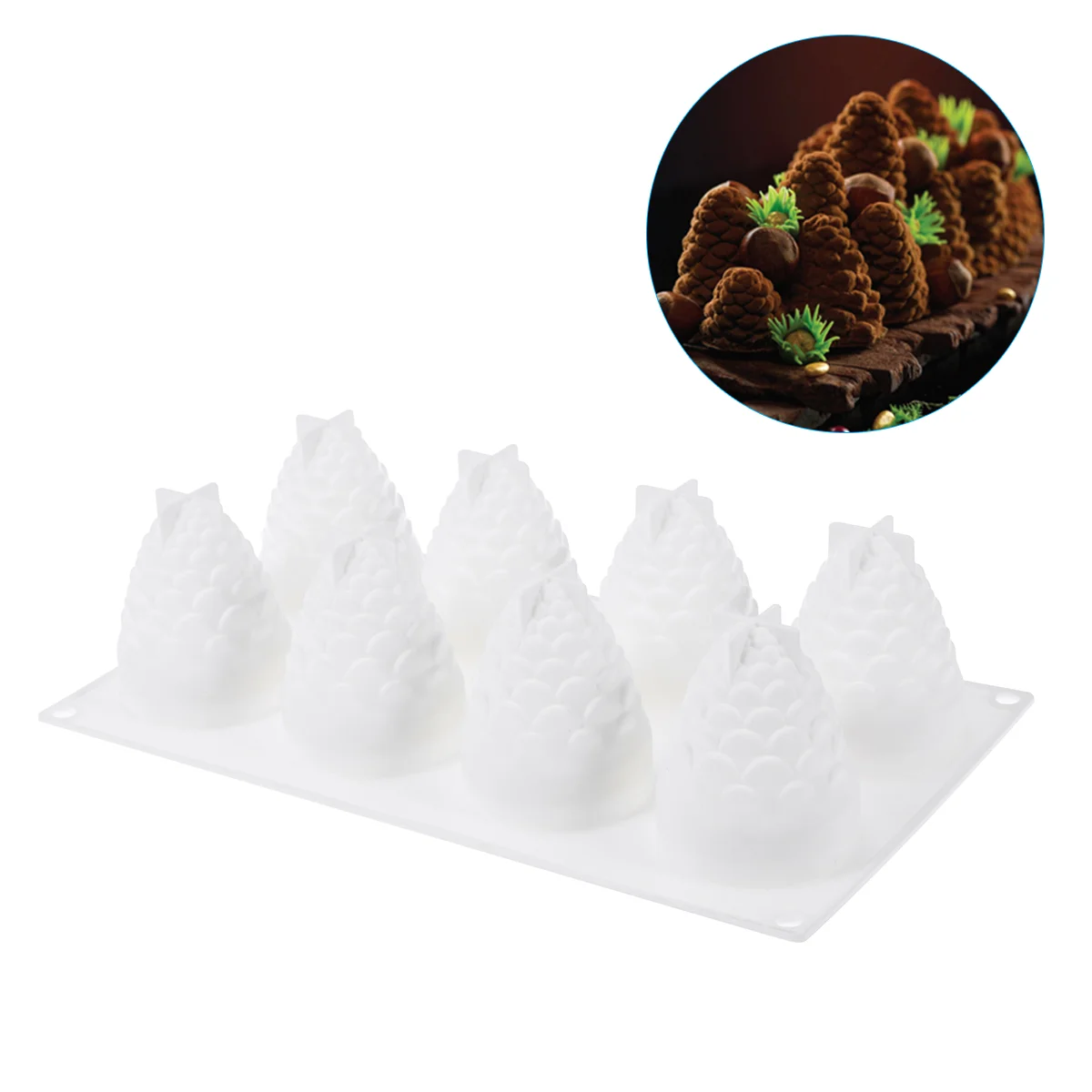 

8 Lattices Silicone Fondant Mold Chocolate Candy Mold Pine Cone Shaped Tools for Cakes Mousse Chocolate