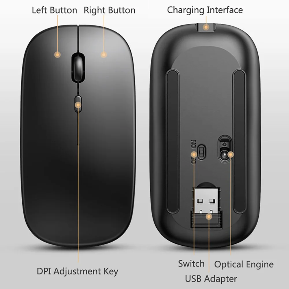 Bluetooth-мышь компьютерная беспроводная 2 4 ГГц 1600DPI |