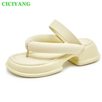 ciciyang flip flops women 2022 summer new split toe bread bubble shoes platform flat slippers women sandals black green 35 40