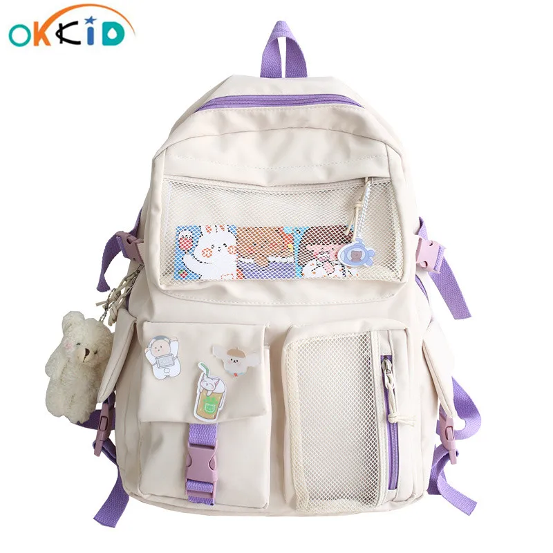 

Милые школьные сумки OKKID для девочек-подростков Kawaii, Женский Школьный рюкзак, Модный водонепроницаемый нейлоновый рюкзак для девочек-подростков, сумка для книг