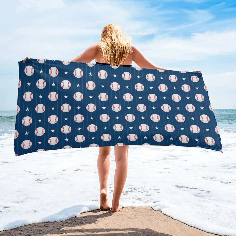 

Baseball Stripes Stars Beach Towel Outdoor Sports Swimming Bath Towel Quick-Drying Microfiber Beach Towel Printed Towel
