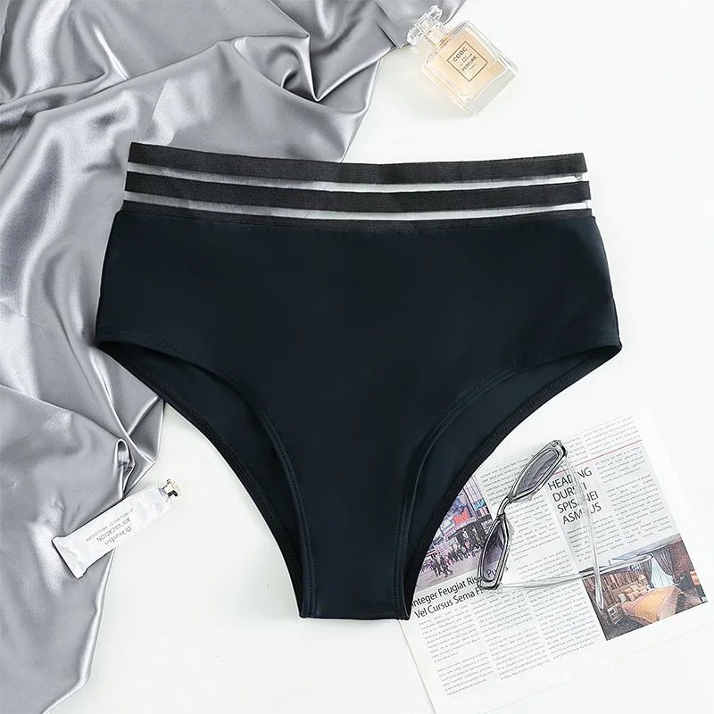 

Solid Black Bikini Bottoms 2022 New Women Swimsuit Sexy Thong High Waist Swim Trunks Brazilian Swimwear Beachwear Bathing Pants