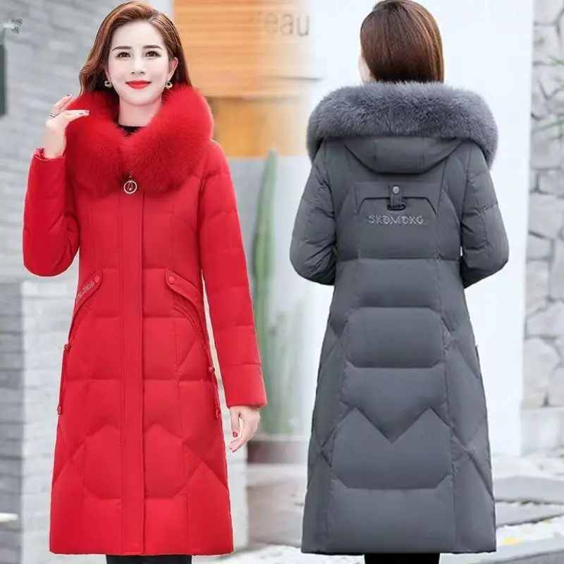 Женская зимняя пуховая куртка с капюшоном и хлопковой подкладкой