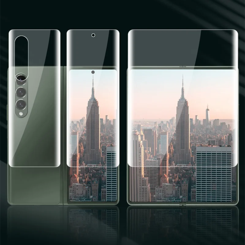 4 in 1 soft screen protector for samsung z fold 3 front back hydrogel film tempered glass camera lens film for samsung z fold3 free global shipping