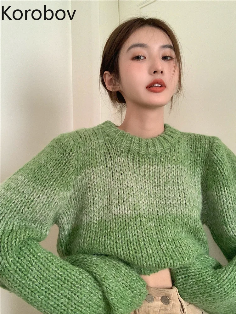 Модные мягкие вязаные топы в Корейском стиле простой пуловер контрастных цветов
