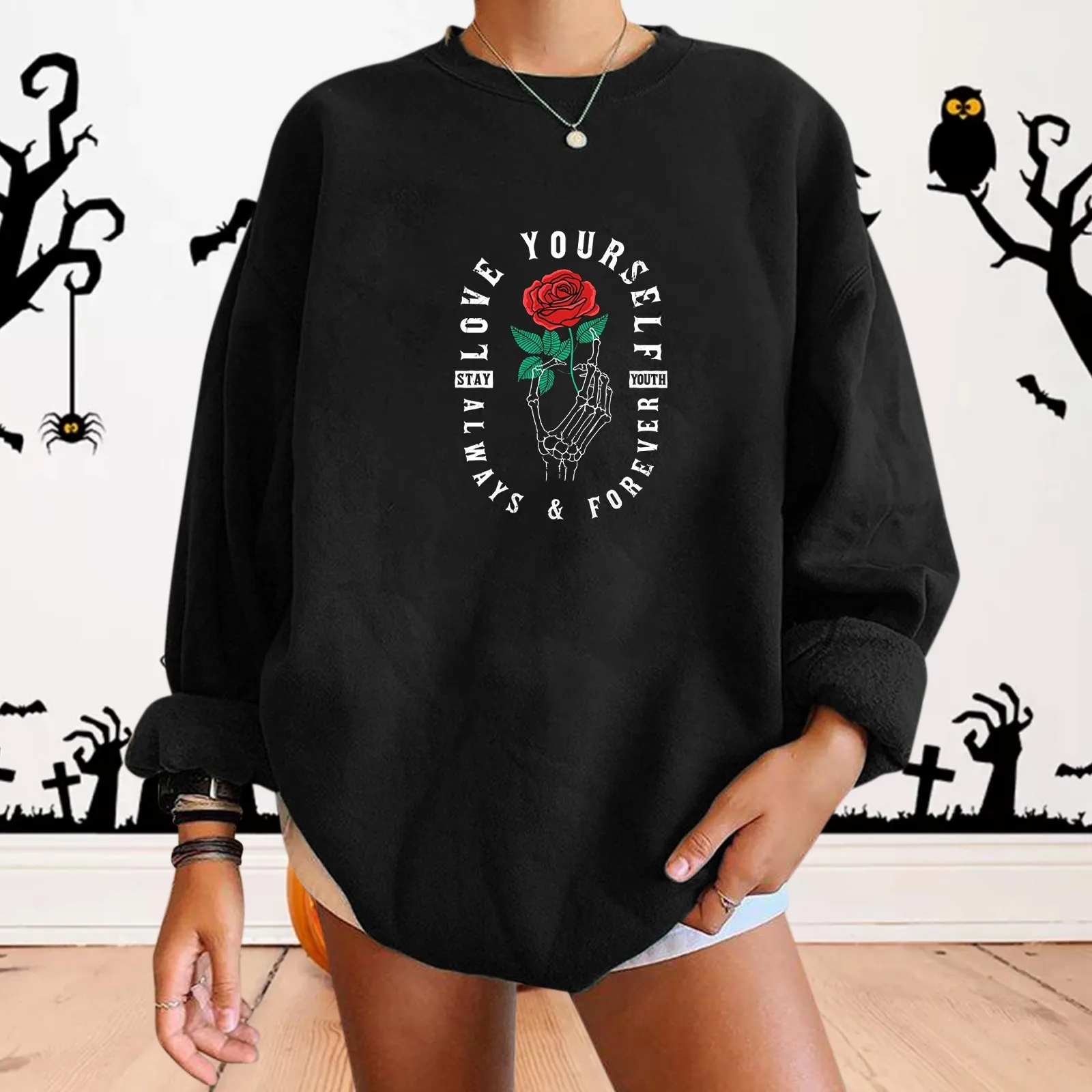 

Дизайнерские женские толстовки без пальцев, Свободный свитшот на молнии с круглым вырезом, Повседневный пуловер, топы, Женский Топ с длинны...