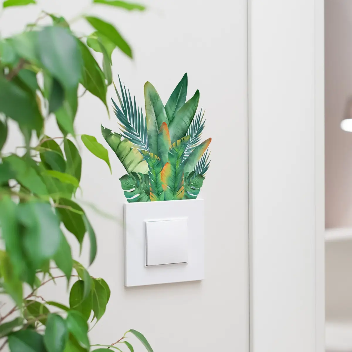 

Настенные наклейки с большими листьями и растениями для оформления гостиной, самоклеящиеся настенные картинки