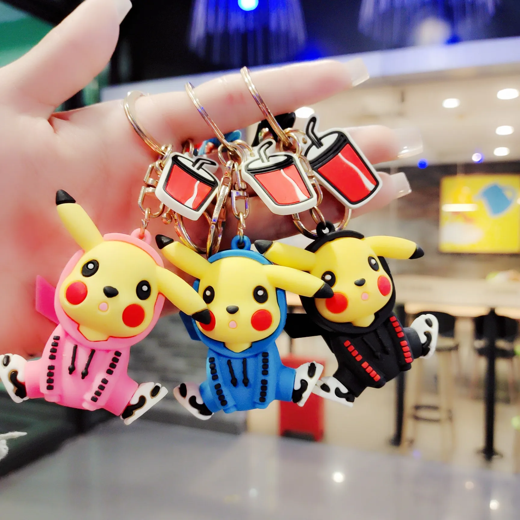 

Pikachu Keychain Cartoon Sweater Doll Pokemon Handbag Pendant Couple Small Gift