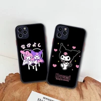 bandai cute cartoon kuromi phone case for iphone 13 12 11 pro max mini xs 8 7 plus x se 2020 xr matte transparent cover