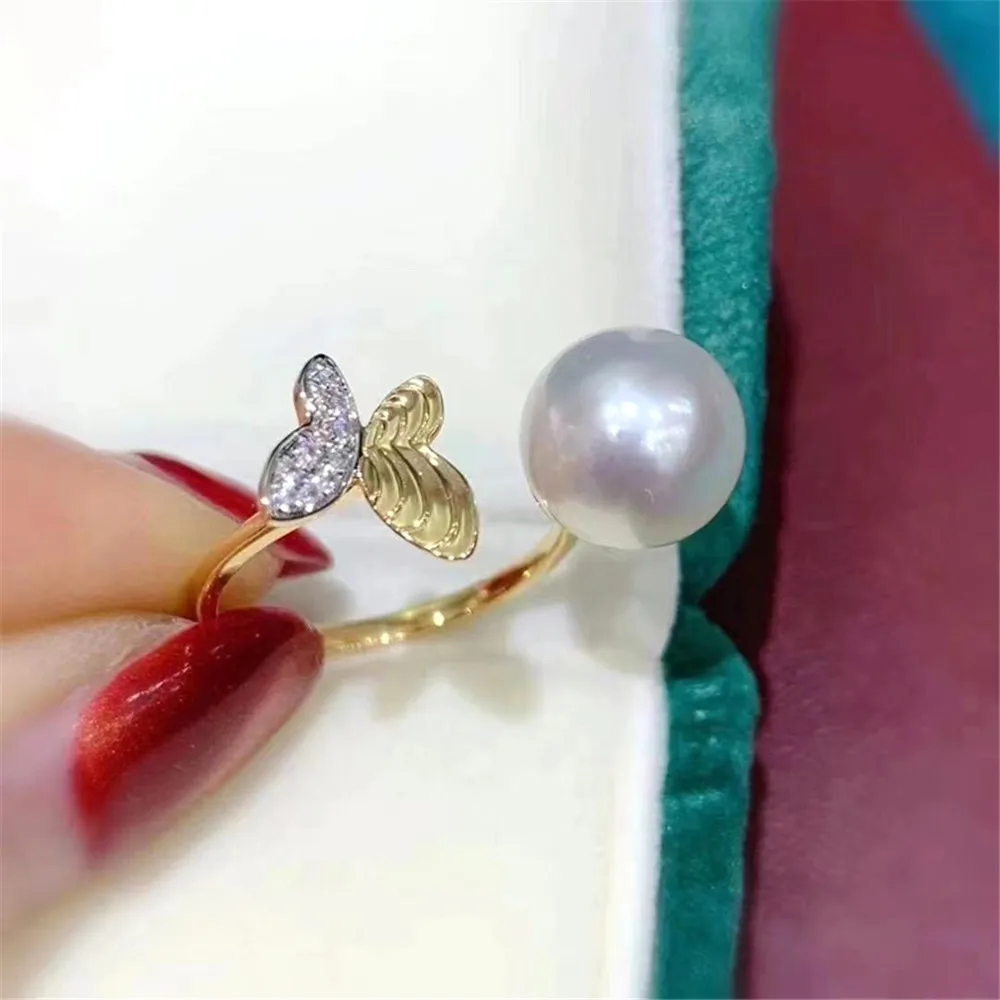 

DIY Pearl Ring Settings S925 Sterling Silver Accessories Fashionable Adjustable Holder Is Suitable For Mounting 8-10mm Beads