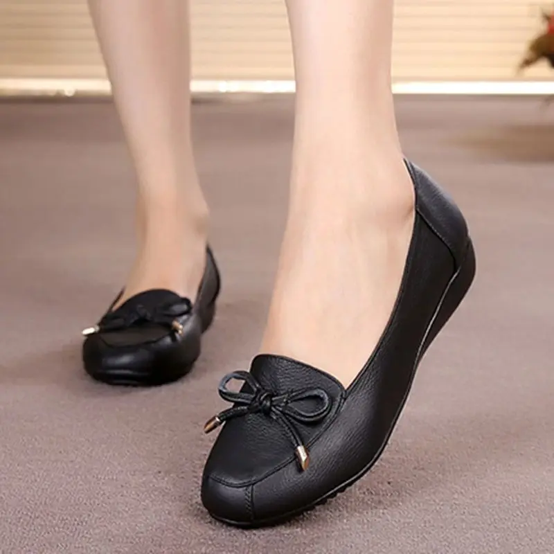 handmade leather ballet flats for women boat shoes big size 42 mother moccasins woman green summer flats lady loafers nice shoes