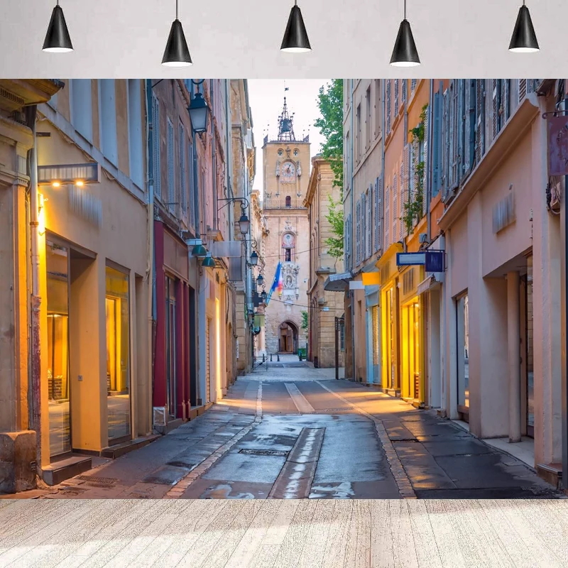 Уличный фотографический фон пустой уличный городской зал часы башня Франция