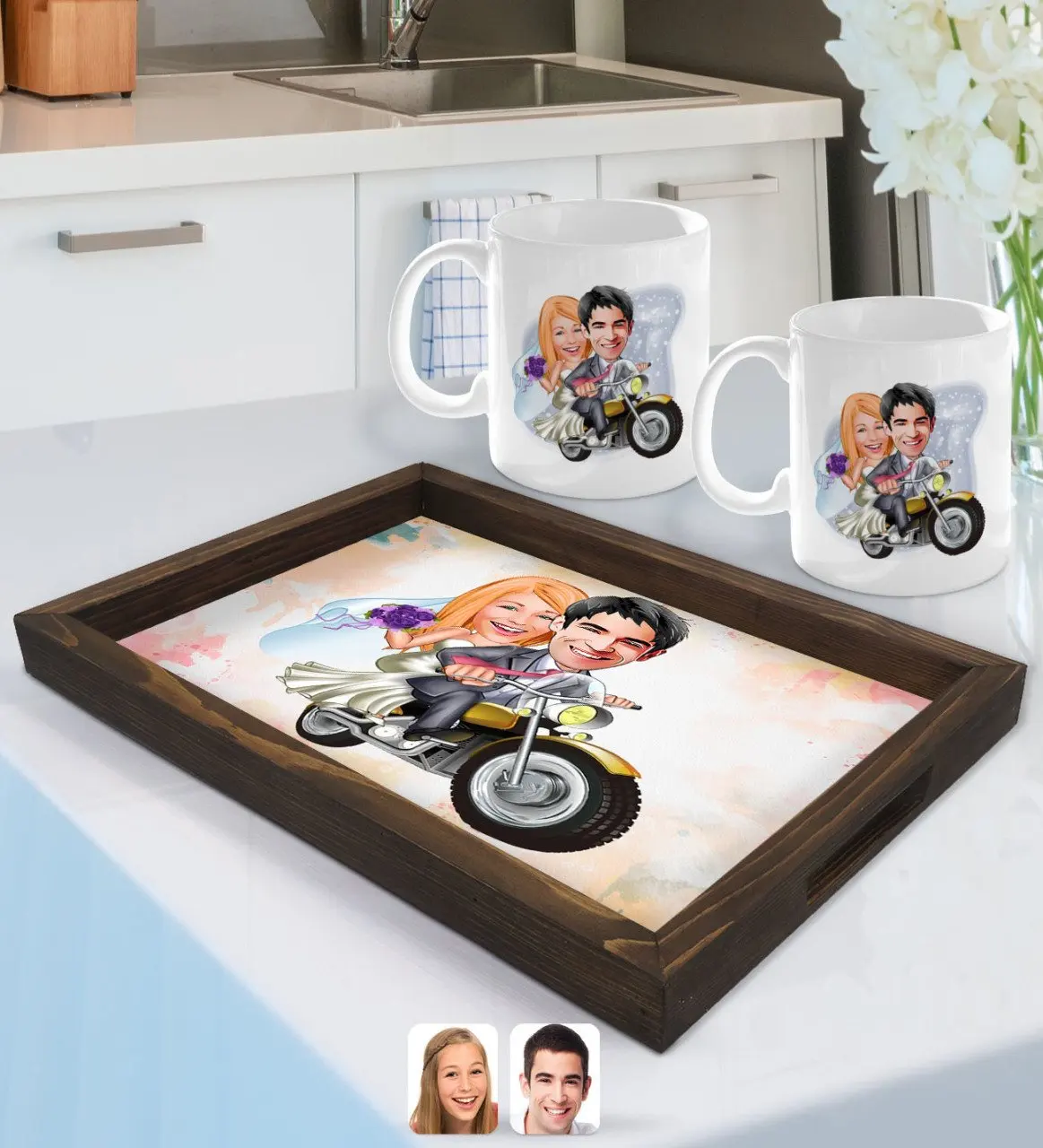 

Персонализированная карикатура оформления искусственной кожи и кружка с двумя рядами оформления